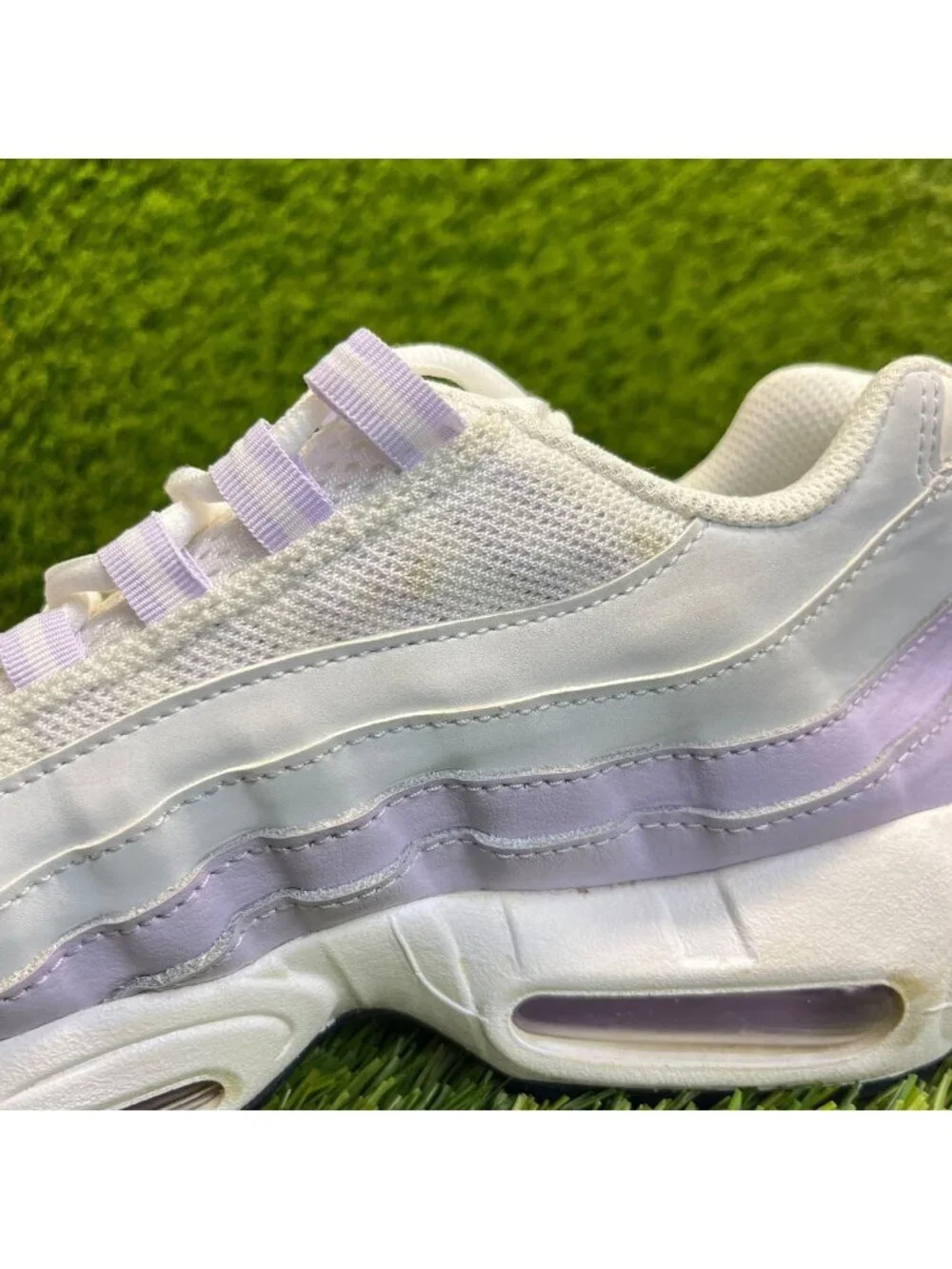Nike Air Max 95 Recraft Girls Size 6.5Y White Gray Purple Running Shoes Sneakers